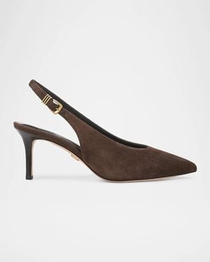 Veronica Beard 70Mm Luciana Suede Slingback Pumps - Brown