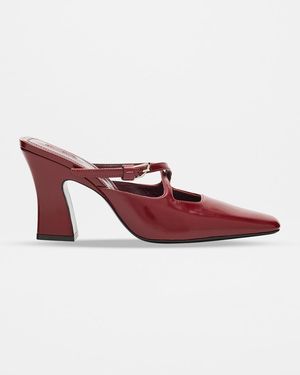 NODALETO Nodstalgia Grace Patent Leather Mule Pumps - Red