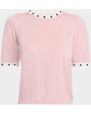 Maison Common Short-Sleeve Cashmere-Blend Sweater - Pink