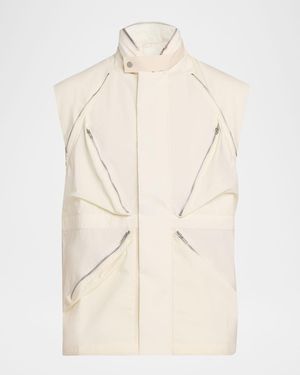 Mordecai Apos;S Parachute Multi-Zip Nylon Vest - Natural