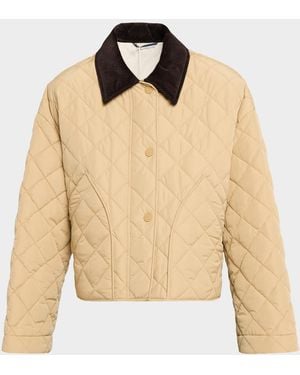 Weekend by Maxmara Quilted Corduroy-Collar Jacket - Natural