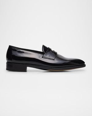 John Lobb Apos;S Jamie Patent Leather Penny Loafers - Black