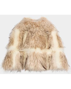 AKNVAS Page Faux Fur Cropped Cape - Natural
