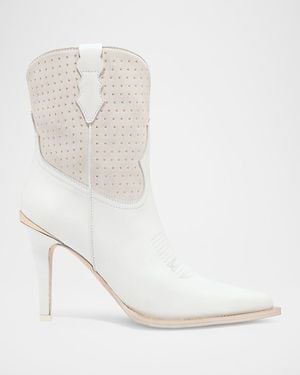 Partow Wallis Studded Suede Western Booties - White