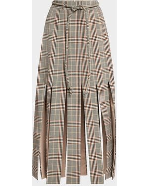 No Pise La Grama Flora Plaid Split-Hem Skirt - Multicolor