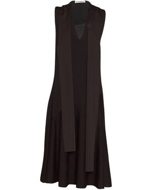 Jil Sander Draped Scarf Midi Dress - Black