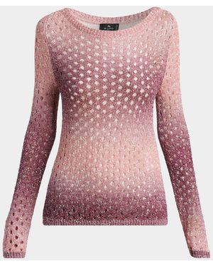 Etro Paillette Ombre Net Knit Sweater - Pink