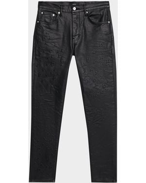 Purple Mono Embroidered Skinny Jeans - Gray
