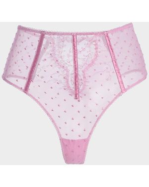 Kiki de Montparnasse Merci Beaucoup High-Rise Lace Thong - Pink