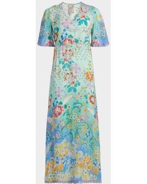 Johnny Was Tami Printed Maxi Dress - Blue