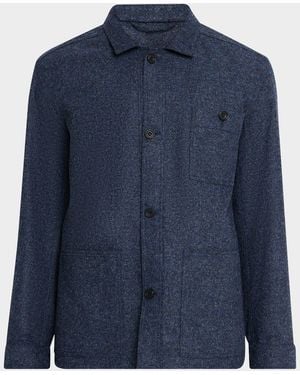 Anderson & Sheppard Apos;S Wool Patch-Pocket Shirt Jacket - Blue