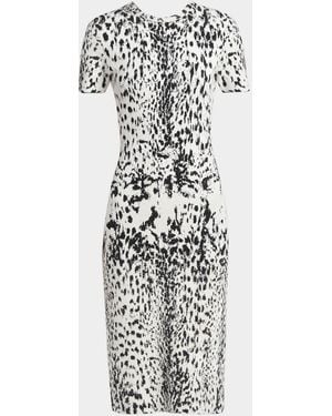 Tom Ford Lynx Jacquard Compact Knit Short-Sleeve Midi Dress - White