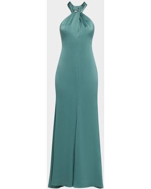 Emanuel Ungaro Wilde Twist-Front Halter Maxi Dress - Green