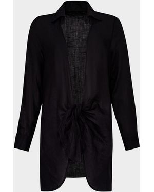 PQ Swim Millie Tie-Front Shirt Coverup - Black