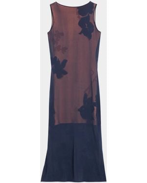 Jason Wu Sleeveless Floral Sheer Knit Backless Midi Dress - Purple