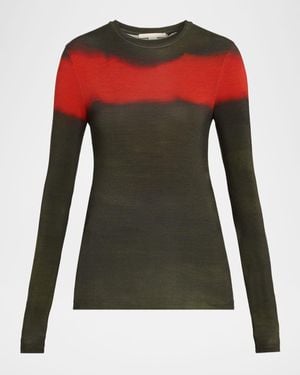 Jason Wu Painted Stripe Jersey Long-Sleeve Top - Green