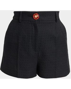 Dolce & Gabbana Carretto-Button Textured Cotton-Linen Shorts - Black