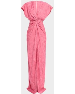 Prabal Gurung Jackie Twisted Floral Satin Jacquard Maxi Dress - Pink
