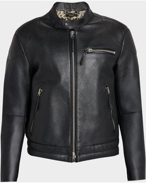 Tom Ford Pebbled Leather Biker Jacket - Black
