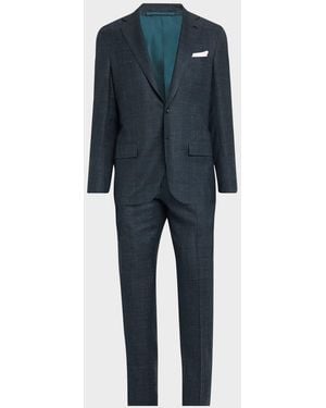 Kiton Apos;S Tonal Plaid Cashmere Two-Piece Suit - Blue
