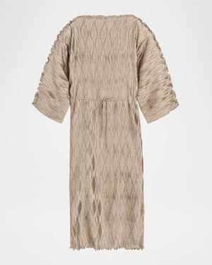 By Malene Birger Tralaido Bateau-Neck Plisse Midi Dress - Natural