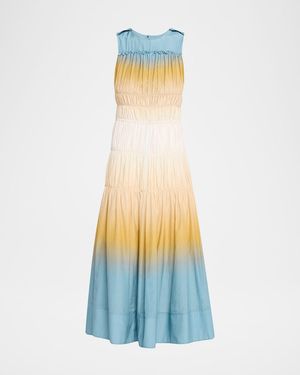 3.1 Phillip Lim Smocked Ombré Voile Midi Dress - White