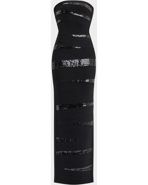 Hervé Léger The Chiara Sequined Strapless Gown - Black