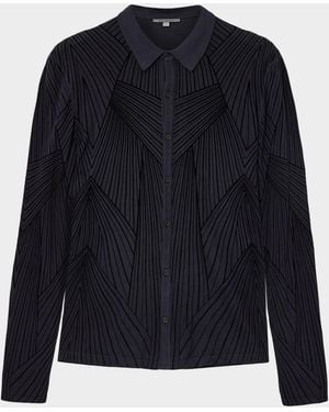 John Varvatos Flocked Knit Button-Down Shirt - Blue