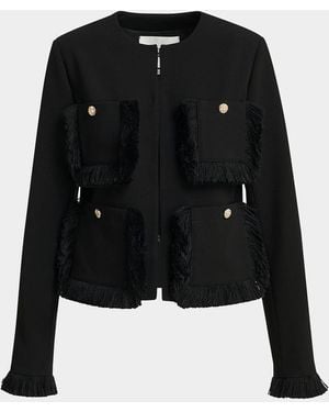 Essentiel Antwerp Kinetic Fringed Jacket - Black