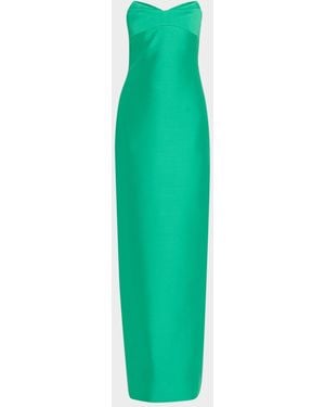 sachin and babi light blue dress Badgley Mischka Women's Pleated V-Neck Gown - Dark Emerald
