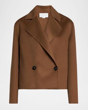Stella McCartney Double-Breasted Short Wool Peacoat - Brown