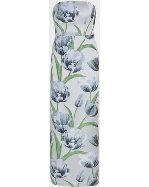 MILLY Orion Tulip Jacquard Strapless Gown - White