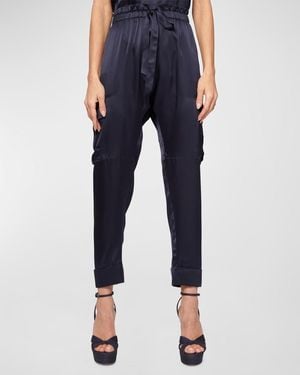 Cami NYC Carmen Cropped Silk Cargo Pants - Blue