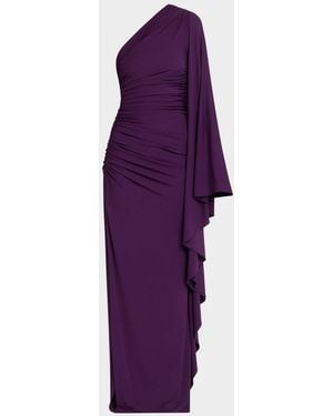 Michael Kors Draped One-Shoulder Column Gown - Purple