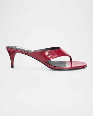 Alaïa 55Mm Infradito Croc-Embossed Leather Thong Sandals - Red