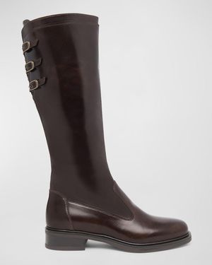 Nero Giardini Leather Buckle Riding Boots - Brown