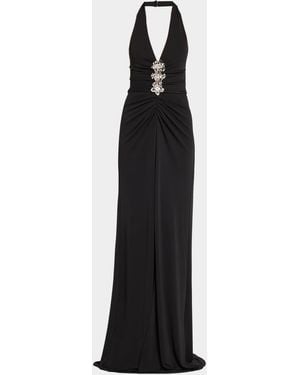Cinq À Sept Kessan Embellished Halter Gown - Black