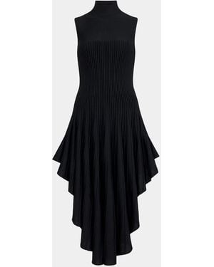 Alaïa Mock-Neck Sleeveless Sculpted Pointed Midi Dress - Black