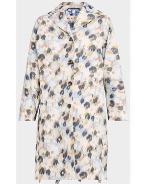 Marni Floral-Print Reversible Cocoon Coat - White