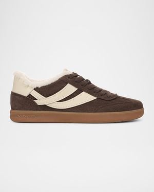 Vince Oasis Shearling-Lined Suede Low-Top Sneakers - Brown