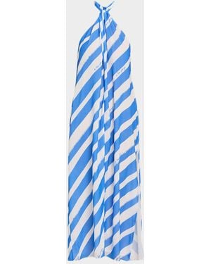 MILLY Ava Striped Halter Maxi Dress - Blue