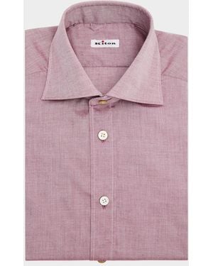 Kiton Cotton Point-Collar Dress Shirt - Purple
