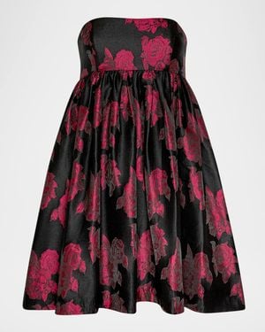 MISA Los Angles Lamar Floral Jacquard Mini Dress - Red