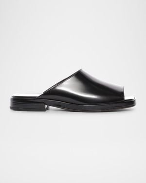 The Row Emi Leather Flatform Sandals in Black | Lyst