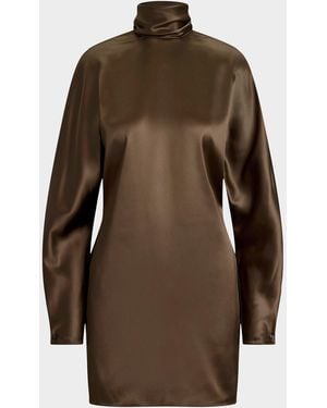 Ralph Lauren Candi Satin Cocktail Dress - Brown