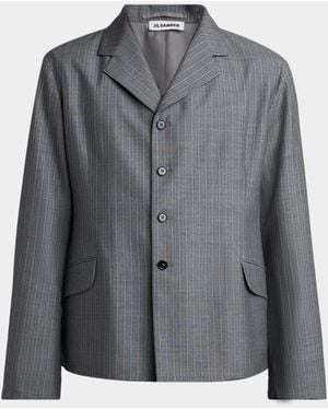 Jil Sander Apos;S Raw-Edge Wool Poplin Jacket - Gray