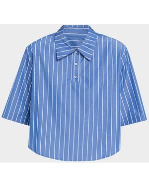 CISSA Striped Cotton Polo Tee - Blue
