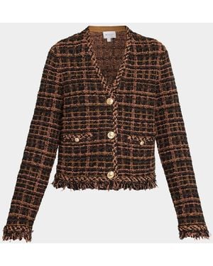 MILLY Daphne Fringe Cardigan Jacket - Brown