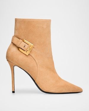 Balmain 95Mm Anthem Suede Ankle Boots - Brown