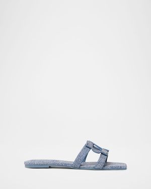 Jonathan Simkhai Monogram-Printed Leather Slides - White